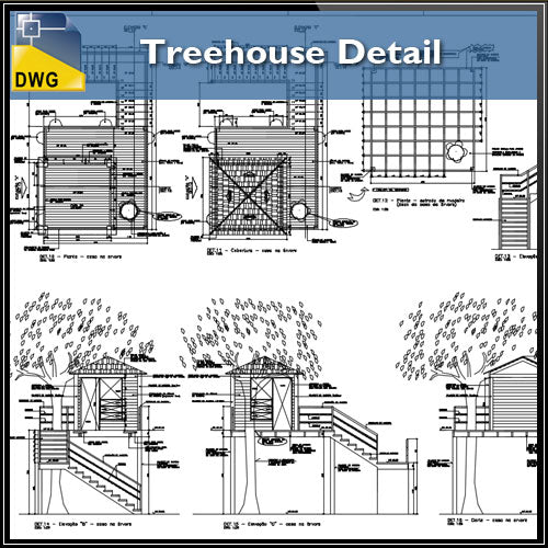 【CAD Details】Treehouse CAD Details - Architecture Autocad Blocks,CAD Details,CAD Drawings,3D Models,PSD,Vector,Sketchup Download