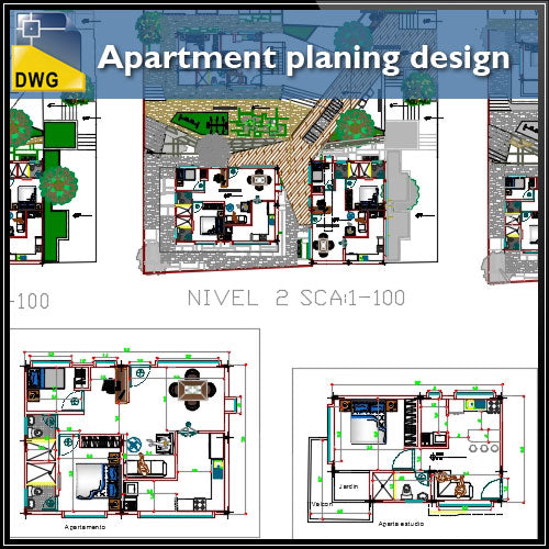 【CAD Details】Apartment planing design drawing - Architecture Autocad Blocks,CAD Details,CAD Drawings,3D Models,PSD,Vector,Sketchup Download