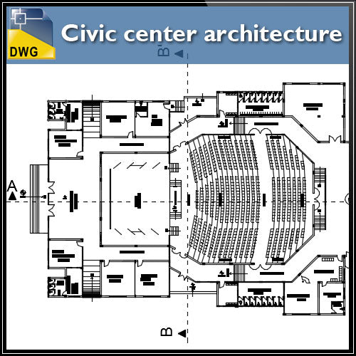 【Architecture CAD Projects】@Civic center architecture projects detail cad drawings - Architecture Autocad Blocks,CAD Details,CAD Drawings,3D Models,PSD,Vector,Sketchup Download