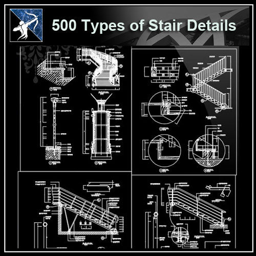 ★【Over 500 Stair Details CAD Drawings】 - Architecture Autocad Blocks,CAD Details,CAD Drawings,3D Models,PSD,Vector,Sketchup Download