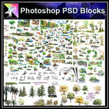 【Photoshop PSD Landscape Blocks】Hand-painted Tree Blocks 5 - Architecture Autocad Blocks,CAD Details,CAD Drawings,3D Models,PSD,Vector,Sketchup Download