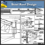 【CAD Details】Steel Roof Design CAD Details - Architecture Autocad Blocks,CAD Details,CAD Drawings,3D Models,PSD,Vector,Sketchup Download