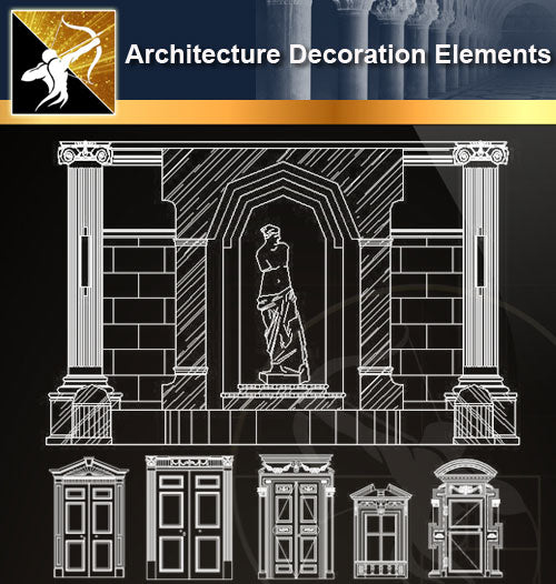 ★Architectural Decorative CAD Elements 03 - Architecture Autocad Blocks,CAD Details,CAD Drawings,3D Models,PSD,Vector,Sketchup Download