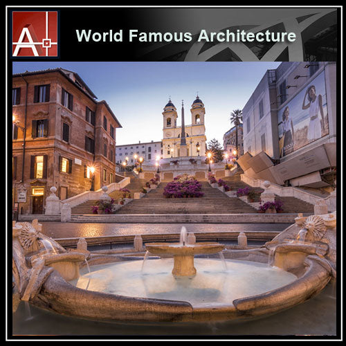 【Famous Architecture Project】Piazza di Spagna-Architectural 3D SKP model - Architecture Autocad Blocks,CAD Details,CAD Drawings,3D Models,PSD,Vector,Sketchup Download