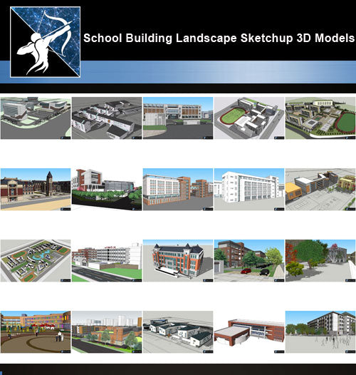 ★Best 20 Types of School Sketchup 3D Models Collection V.5 - Architecture Autocad Blocks,CAD Details,CAD Drawings,3D Models,PSD,Vector,Sketchup Download