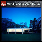 【Famous Architecture Project】Ludwig Mies van der Rohe - Farnsworth House-Architectural CAD Drawings - Architecture Autocad Blocks,CAD Details,CAD Drawings,3D Models,PSD,Vector,Sketchup Download