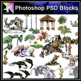 【Photoshop PSD Landscape Blocks】Hand-painted Landscape Blocks 3 - Architecture Autocad Blocks,CAD Details,CAD Drawings,3D Models,PSD,Vector,Sketchup Download