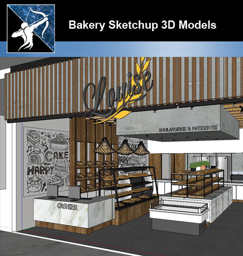 💎【Sketchup Architecture 3D Projects】Bakery Sketchup 3D Models - Architecture Autocad Blocks,CAD Details,CAD Drawings,3D Models,PSD,Vector,Sketchup Download