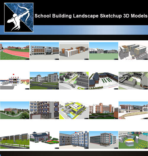★Best 20 Types of School Sketchup 3D Models Collection V.1 - Architecture Autocad Blocks,CAD Details,CAD Drawings,3D Models,PSD,Vector,Sketchup Download