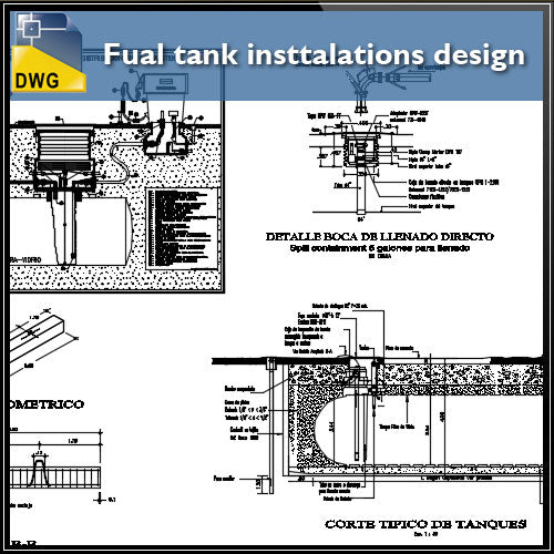 【CAD Details】Fual tank insttalations design and detail guide in autocad dwg files - Architecture Autocad Blocks,CAD Details,CAD Drawings,3D Models,PSD,Vector,Sketchup Download