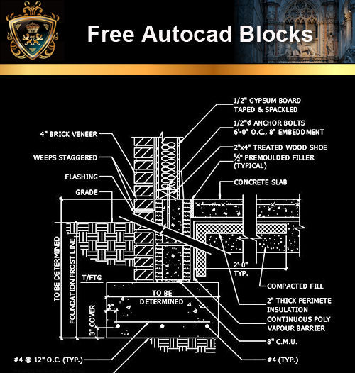 ★Free CAD Details-Brick Veneer Wall @ Slab - Architecture Autocad Blocks,CAD Details,CAD Drawings,3D Models,PSD,Vector,Sketchup Download