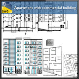 【Architecture CAD Projects】Apartment with Commercial building - Architecture Autocad Blocks,CAD Details,CAD Drawings,3D Models,PSD,Vector,Sketchup Download