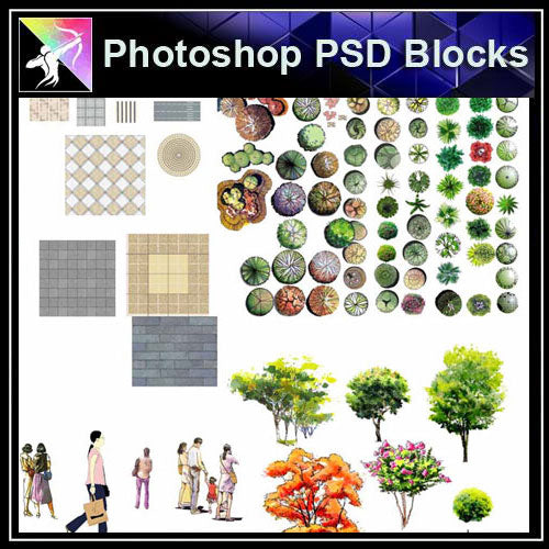【Photoshop PSD Landscape Blocks】Landscape plan,paving,people Blocks - Architecture Autocad Blocks,CAD Details,CAD Drawings,3D Models,PSD,Vector,Sketchup Download