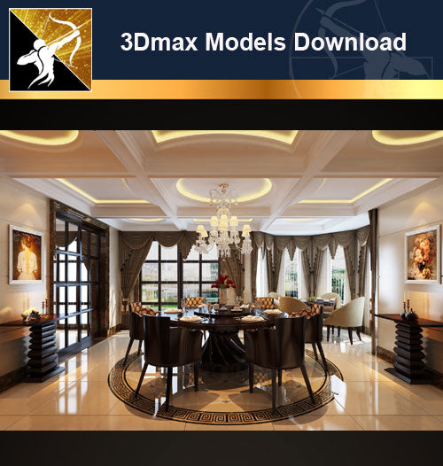 ★Download 3D Max Decoration Models -Dining Room V.11 - Architecture Autocad Blocks,CAD Details,CAD Drawings,3D Models,PSD,Vector,Sketchup Download