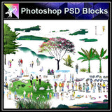 【Photoshop PSD Landscape Blocks】Hand-painted Landscape Blocks 2 - Architecture Autocad Blocks,CAD Details,CAD Drawings,3D Models,PSD,Vector,Sketchup Download