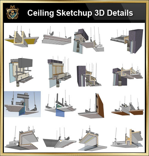 【Best 70 Types Ceiling Sketchup 3D Detail Models】 (★Recommanded★) - Architecture Autocad Blocks,CAD Details,CAD Drawings,3D Models,PSD,Vector,Sketchup Download