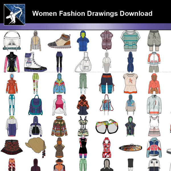 ★Women Fashion Drawings Download  V.2-Women Dresses,Tops,Skirts,Shoes Design Drawings - Architecture Autocad Blocks,CAD Details,CAD Drawings,3D Models,PSD,Vector,Sketchup Download