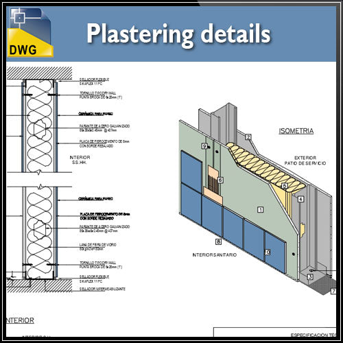 【CAD Details】Plastering CAD Details - Architecture Autocad Blocks,CAD Details,CAD Drawings,3D Models,PSD,Vector,Sketchup Download