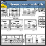 【CAD Details】House elevation CAD details - Architecture Autocad Blocks,CAD Details,CAD Drawings,3D Models,PSD,Vector,Sketchup Download