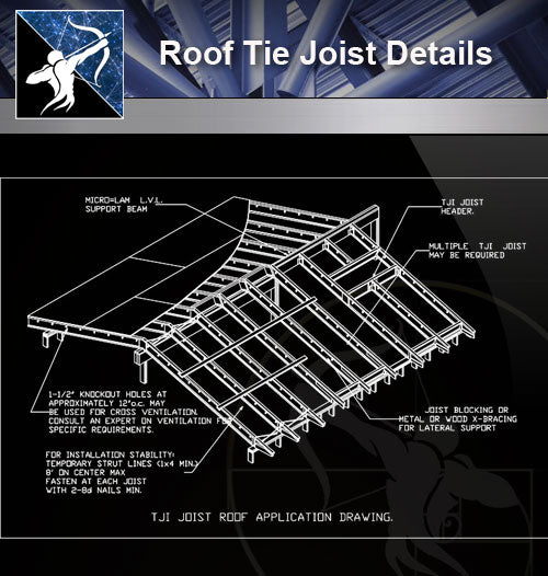 【Roof Details】Roof Tie Joist Details - Architecture Autocad Blocks,CAD Details,CAD Drawings,3D Models,PSD,Vector,Sketchup Download