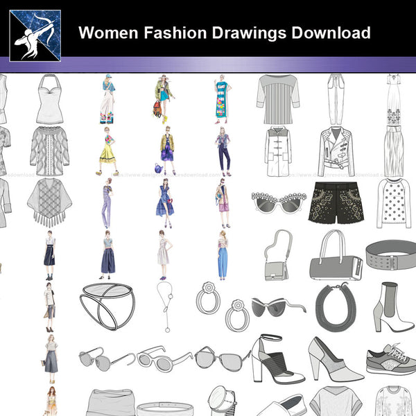 ★Women Fashion Drawings Download  V.4-Women Dresses,Tops,Skirts,Shoes Design Drawings - Architecture Autocad Blocks,CAD Details,CAD Drawings,3D Models,PSD,Vector,Sketchup Download