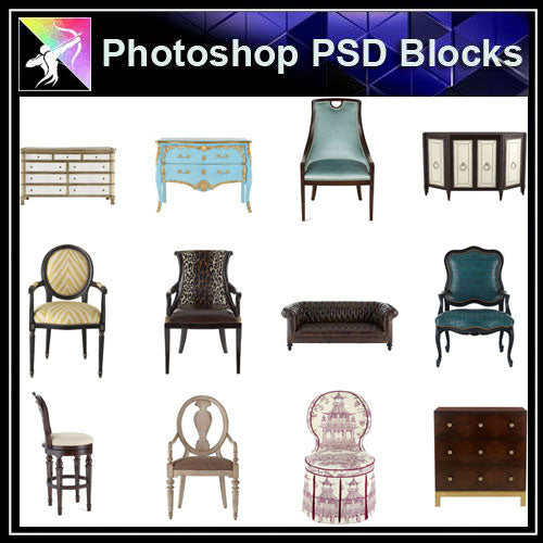 【Photoshop PSD Blocks】Luxury Furniture PSD Blocks 2 - Architecture Autocad Blocks,CAD Details,CAD Drawings,3D Models,PSD,Vector,Sketchup Download