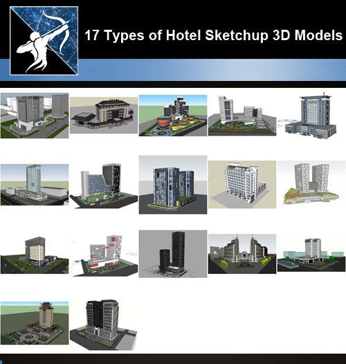 ★Best 17 Types of Hotel Sketchup 3D Models Collection V.3 (Recommanded!!) - Architecture Autocad Blocks,CAD Details,CAD Drawings,3D Models,PSD,Vector,Sketchup Download