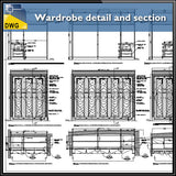 【Interior Design CAD Drawings】@Wardrobe detail and section dwg files - Architecture Autocad Blocks,CAD Details,CAD Drawings,3D Models,PSD,Vector,Sketchup Download