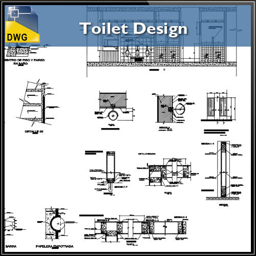 【CAD Details】Toilet Design CAD Details - Architecture Autocad Blocks,CAD Details,CAD Drawings,3D Models,PSD,Vector,Sketchup Download