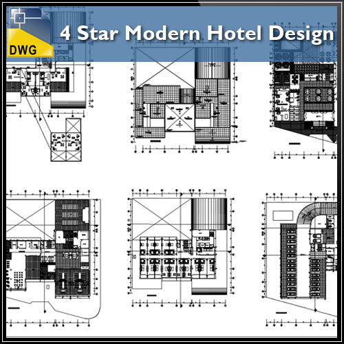 【Architecture CAD Projects】4 Star Modern Hotel Design CAD Drawings - Architecture Autocad Blocks,CAD Details,CAD Drawings,3D Models,PSD,Vector,Sketchup Download