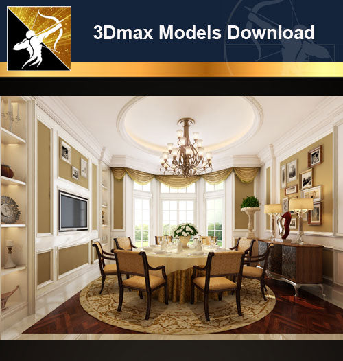 ★Download 3D Max Decoration Models -Dining Room V.9 - Architecture Autocad Blocks,CAD Details,CAD Drawings,3D Models,PSD,Vector,Sketchup Download