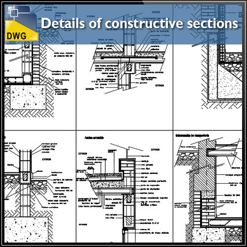 【CAD Details】Details of constructive sections concrete blocks design drawing - Architecture Autocad Blocks,CAD Details,CAD Drawings,3D Models,PSD,Vector,Sketchup Download