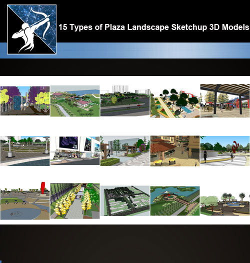 ★Best 15 Types of Plaza Landscape Sketchup 3D Models Collection V.3 - Architecture Autocad Blocks,CAD Details,CAD Drawings,3D Models,PSD,Vector,Sketchup Download