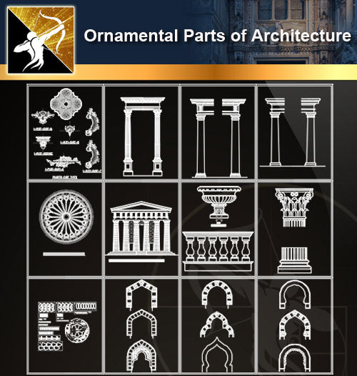 Ornamental Parts of Architecture 2 - Architecture Autocad Blocks,CAD Details,CAD Drawings,3D Models,PSD,Vector,Sketchup Download