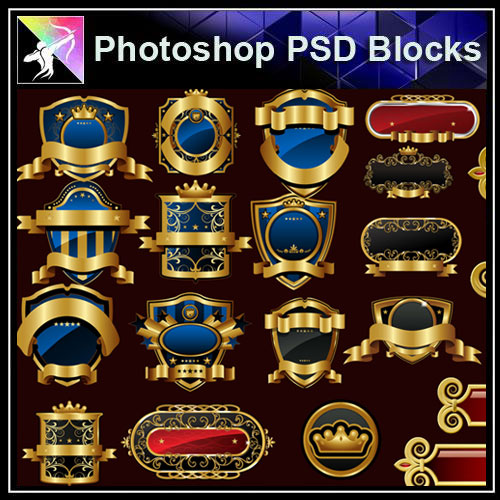 【Photoshop PSD Blocks】Gold Decorative Borders 6 - Architecture Autocad Blocks,CAD Details,CAD Drawings,3D Models,PSD,Vector,Sketchup Download