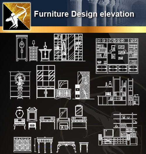 ★Furniture Design elevation - Architecture Autocad Blocks,CAD Details,CAD Drawings,3D Models,PSD,Vector,Sketchup Download