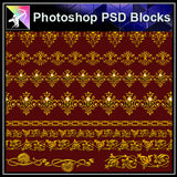 【Photoshop PSD Blocks】Gold Decorative Borders 7 - Architecture Autocad Blocks,CAD Details,CAD Drawings,3D Models,PSD,Vector,Sketchup Download