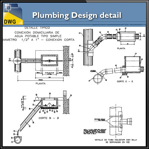 【CAD Details】Plumbing Design CAD Details - Architecture Autocad Blocks,CAD Details,CAD Drawings,3D Models,PSD,Vector,Sketchup Download