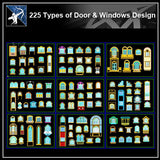 ★【225 Types of Door & Window Design CAD Drawings】 - Architecture Autocad Blocks,CAD Details,CAD Drawings,3D Models,PSD,Vector,Sketchup Download