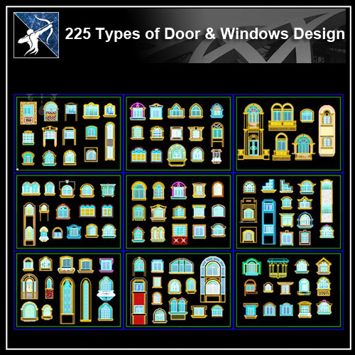 ★【225 Types of Door & Window Design CAD Drawings】 - Architecture Autocad Blocks,CAD Details,CAD Drawings,3D Models,PSD,Vector,Sketchup Download