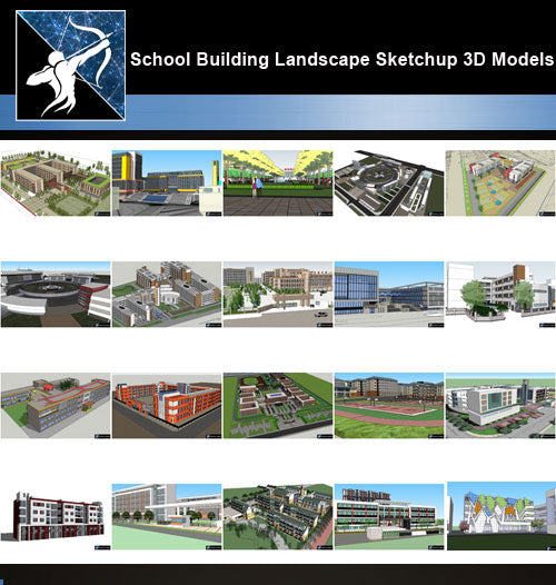 ★Best 20 Types of School Sketchup 3D Models Collection V.3 - Architecture Autocad Blocks,CAD Details,CAD Drawings,3D Models,PSD,Vector,Sketchup Download
