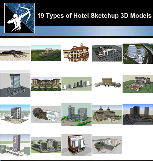 ★Best 19 Types of Hotel Sketchup 3D Models Collection V.2 (Recommanded!!) - Architecture Autocad Blocks,CAD Details,CAD Drawings,3D Models,PSD,Vector,Sketchup Download