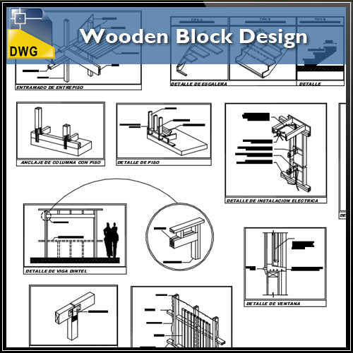 【CAD Details】Wooden Block Design CAD Details - Architecture Autocad Blocks,CAD Details,CAD Drawings,3D Models,PSD,Vector,Sketchup Download