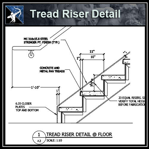 ★Free CAD Details-Tread Riser Detail @ Floor - Architecture Autocad Blocks,CAD Details,CAD Drawings,3D Models,PSD,Vector,Sketchup Download