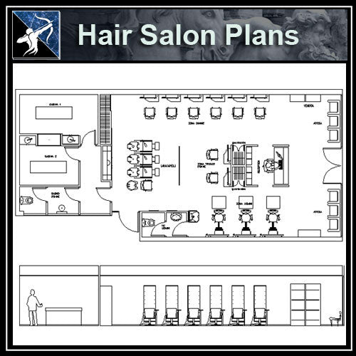 【Architecture CAD Projects】Hair Salon CAD plan CAD Blocks - Architecture Autocad Blocks,CAD Details,CAD Drawings,3D Models,PSD,Vector,Sketchup Download