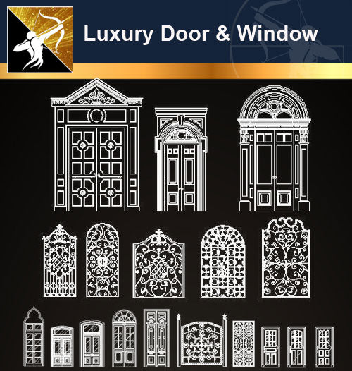 Luxury Door & Window CAD Drawings - Architecture Autocad Blocks,CAD Details,CAD Drawings,3D Models,PSD,Vector,Sketchup Download