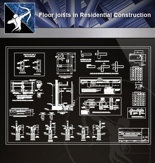 【 Floor Details】Floor joists in Residential Construction - Architecture Autocad Blocks,CAD Details,CAD Drawings,3D Models,PSD,Vector,Sketchup Download