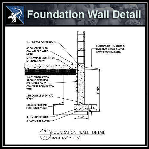 ★Free CAD Details-Foundation Wall Detail - Architecture Autocad Blocks,CAD Details,CAD Drawings,3D Models,PSD,Vector,Sketchup Download