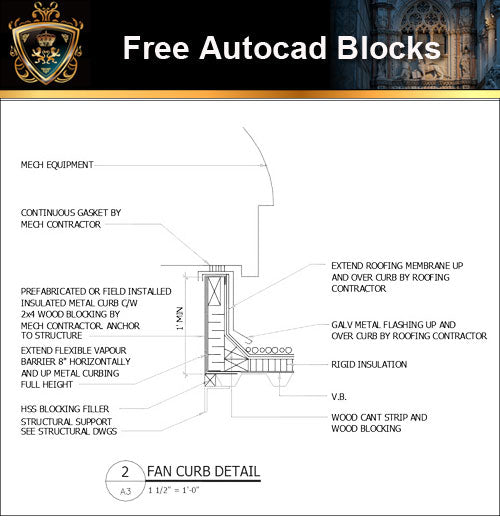 ★Free CAD Details-Fan Curb Detail - Architecture Autocad Blocks,CAD Details,CAD Drawings,3D Models,PSD,Vector,Sketchup Download