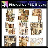 ★【10 Types Interior Design Plan Photoshop PSD】(Recommanded!!) - Architecture Autocad Blocks,CAD Details,CAD Drawings,3D Models,PSD,Vector,Sketchup Download